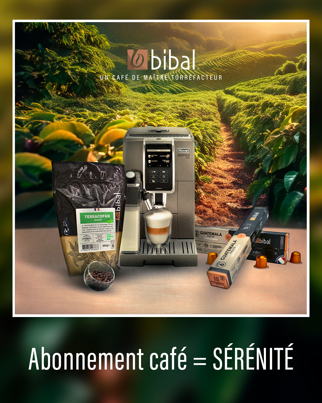 Visuel Café pour promouvoir l'abonnement Bibal